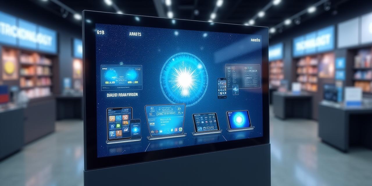 Aplicaciones de astronomía exhibidas en tienda de tecnología digital