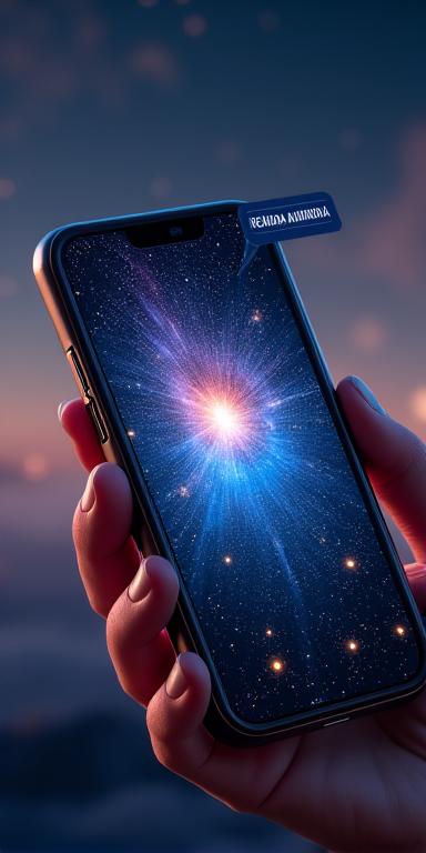 Aplicación de astronomía en smartphone mostrando visualización AR del cielo